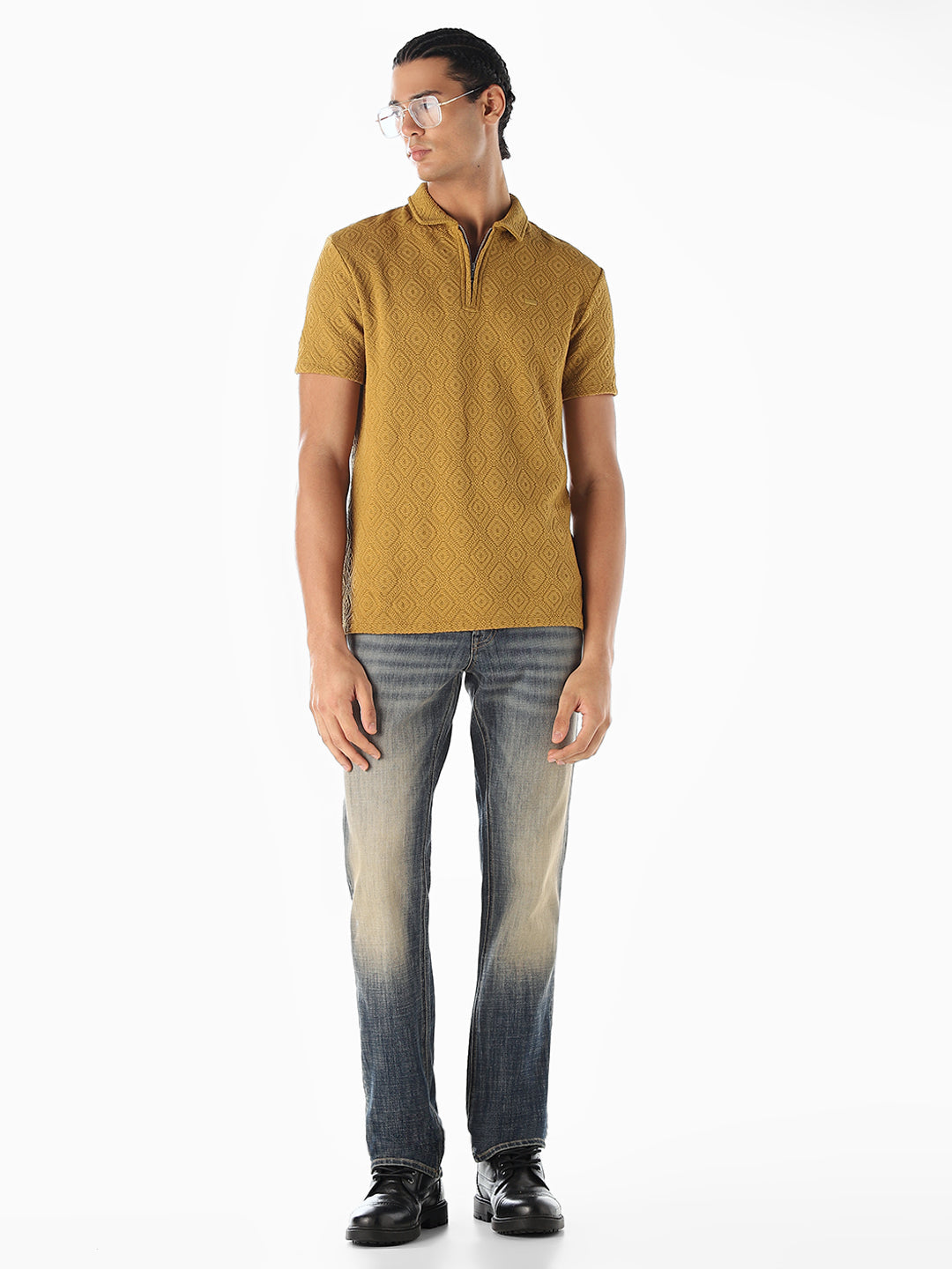Mustard Zipped Detail Polo