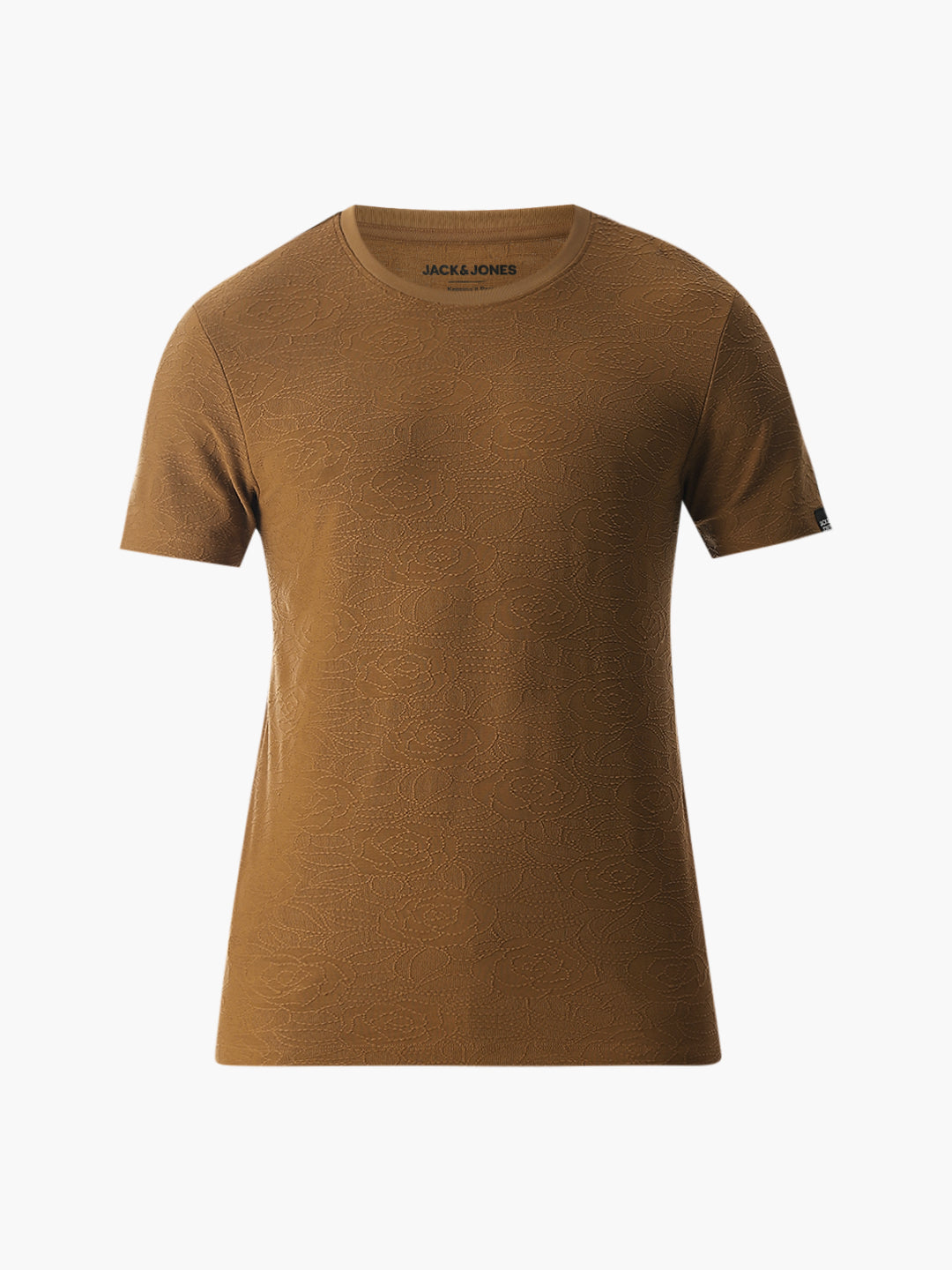 Cut & Sew Jacquard T-shirt - Brown
