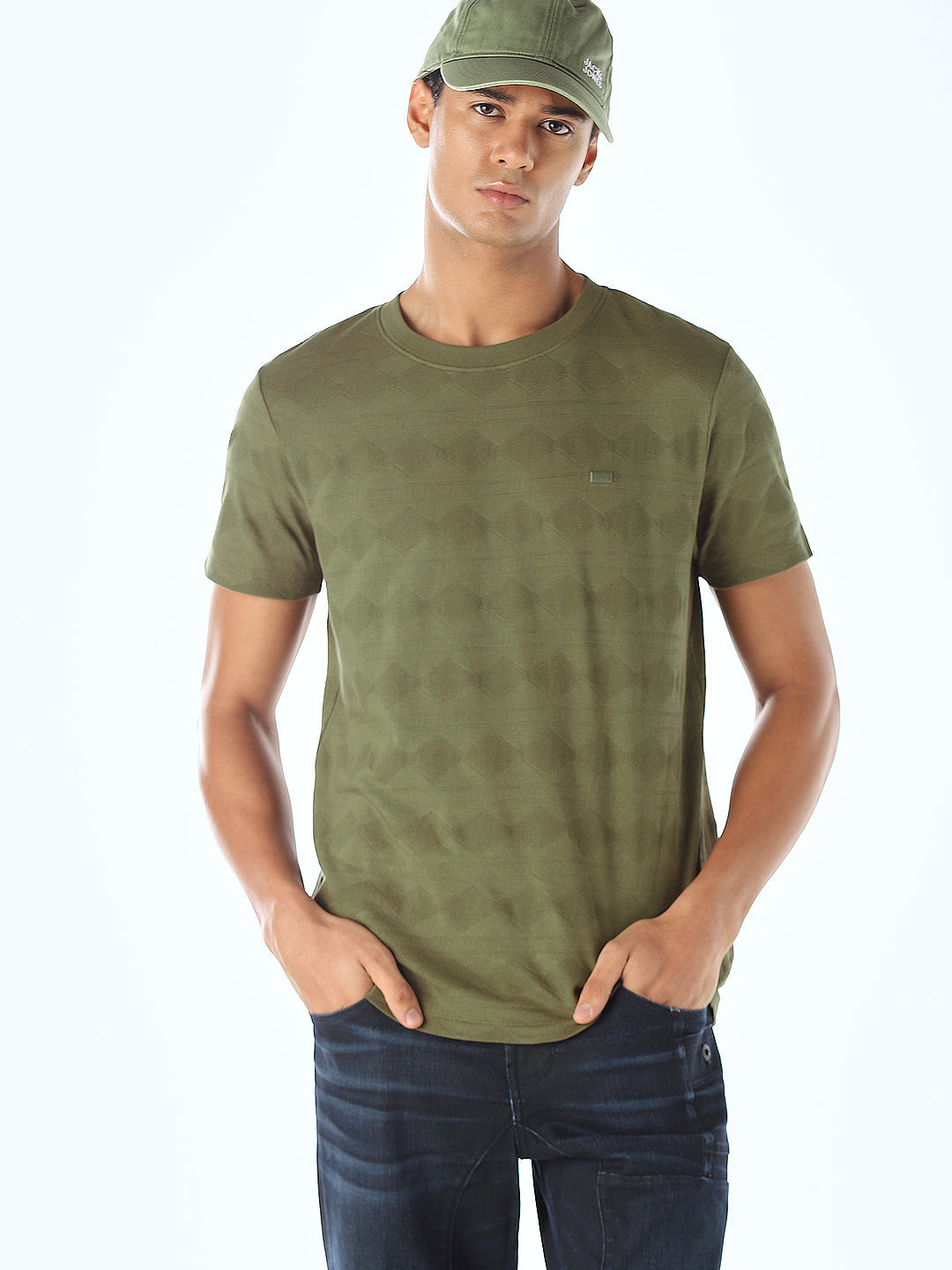 Jacquard Cotton T-shirt - Green - S