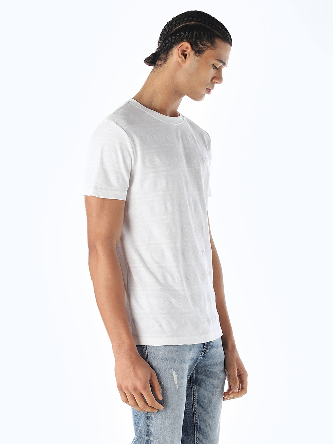 Jacquard Cotton T-shirt - White