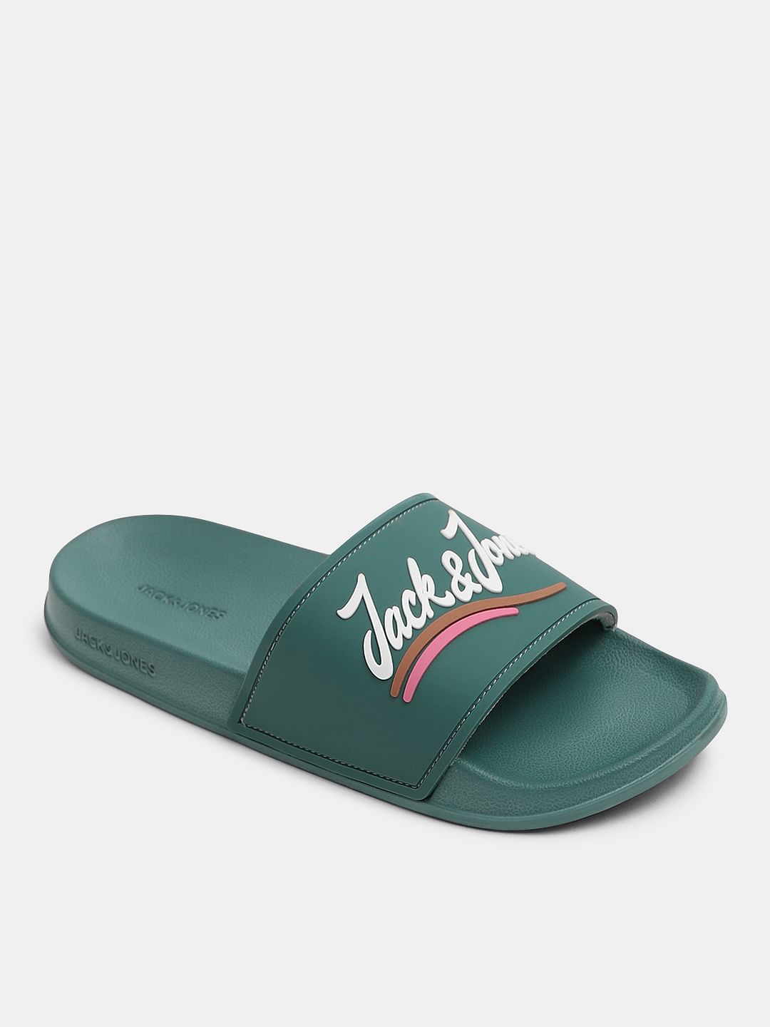 Green Cursive Logo Pool Sliders