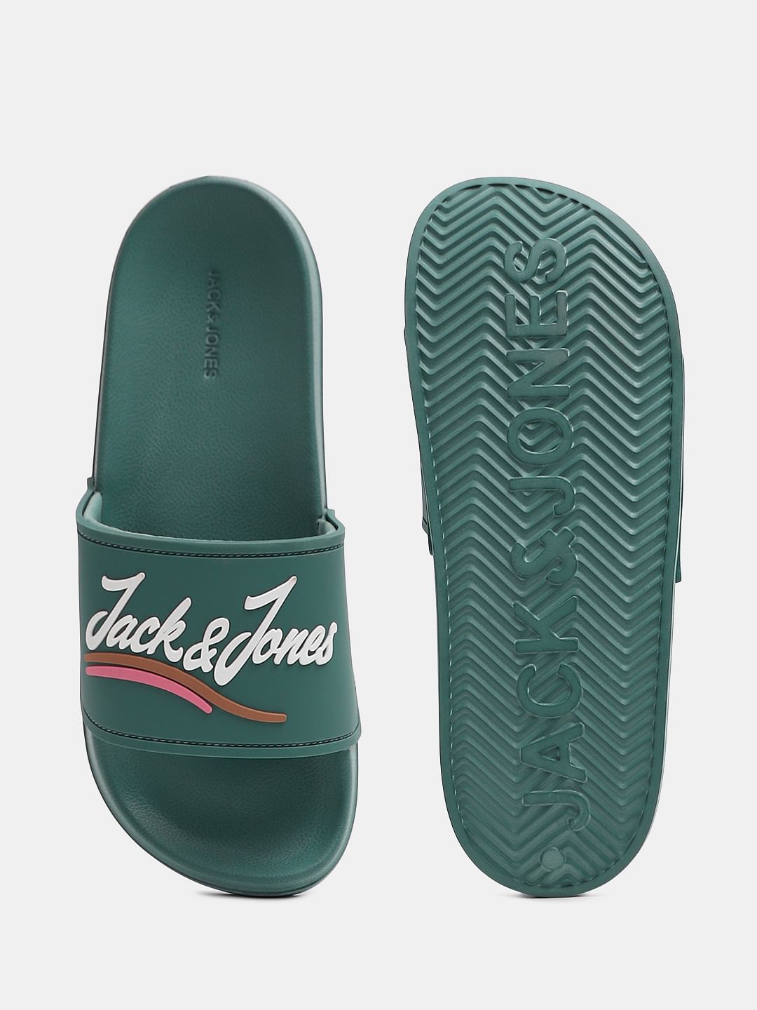 Green Cursive Logo Pool Sliders