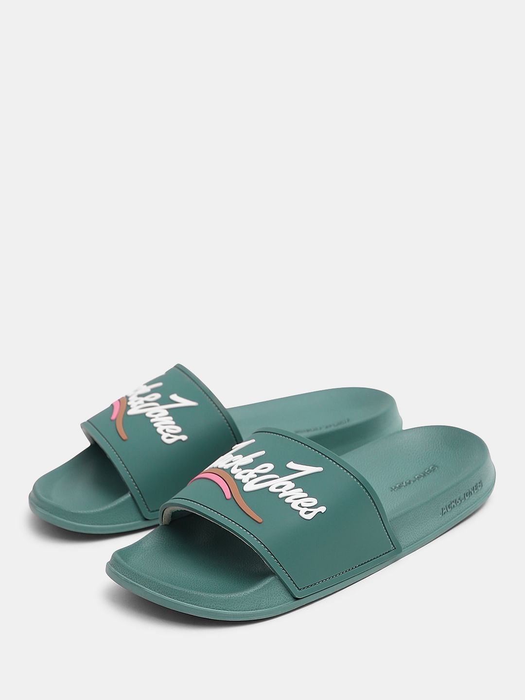 Green Cursive Logo Pool Sliders