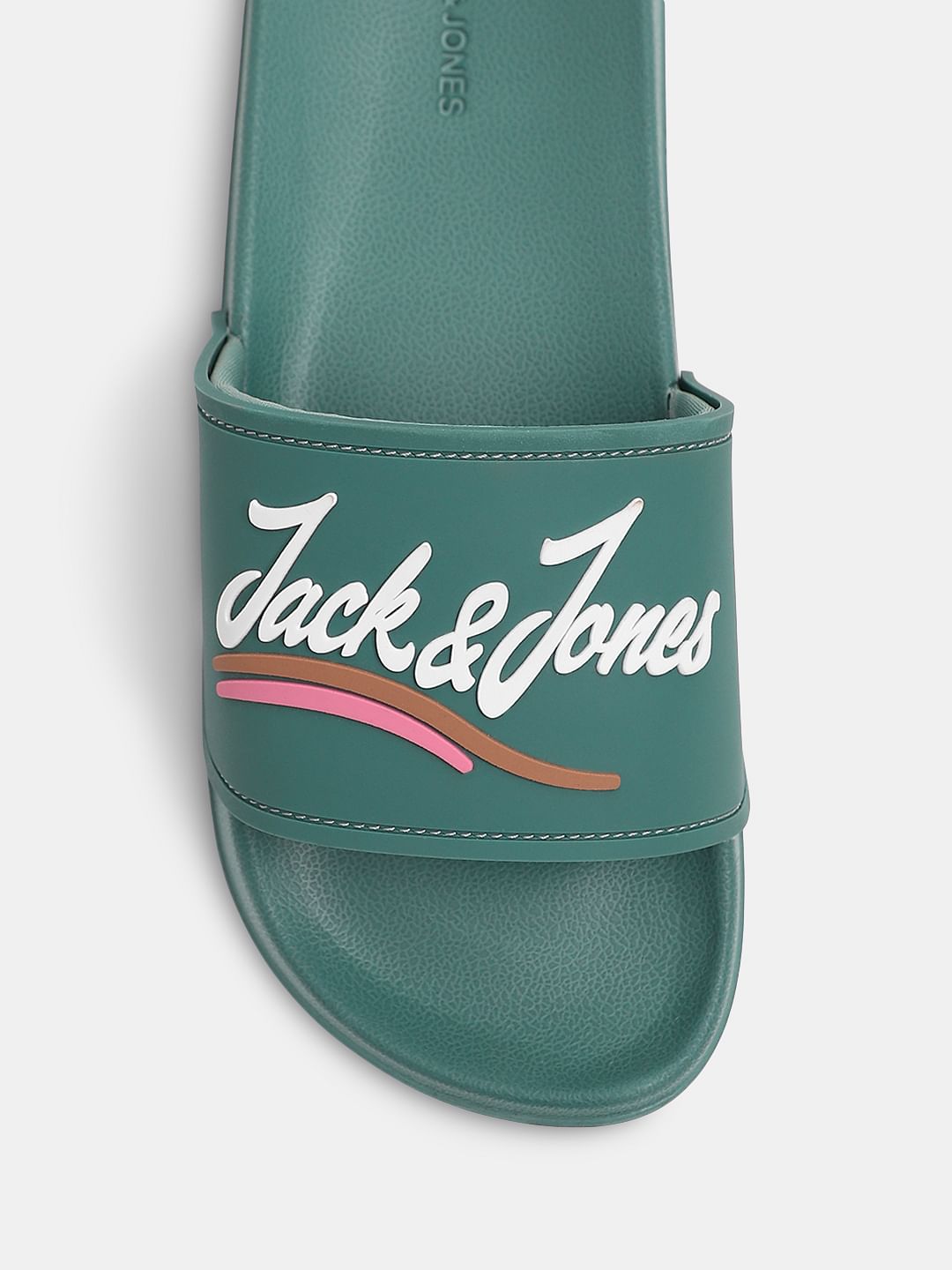 Green Cursive Logo Pool Sliders