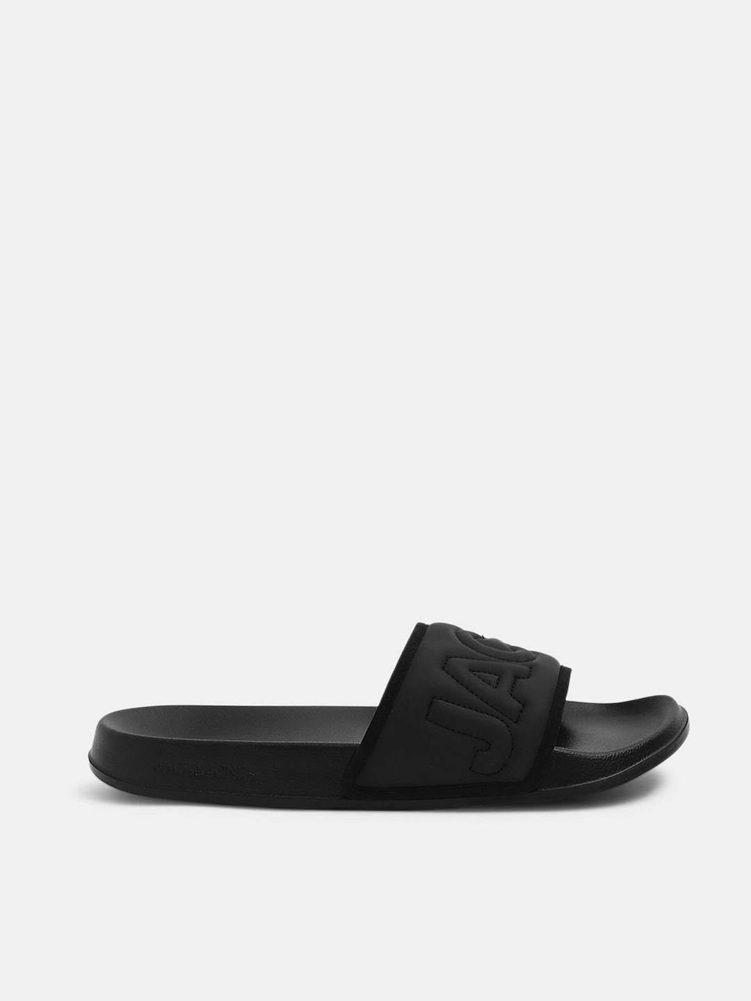 Black Quilted Logo Pool Sliders