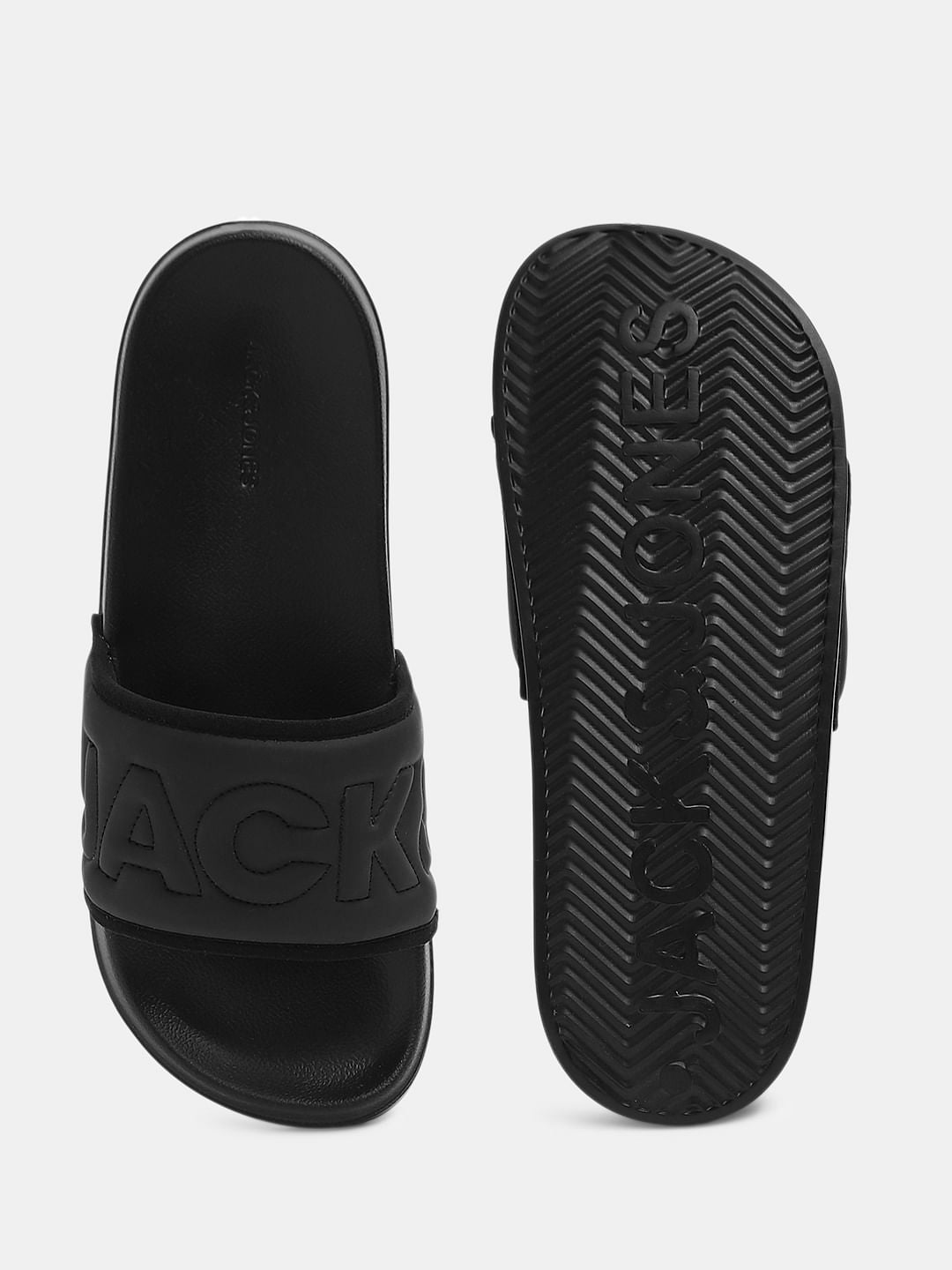 Black Quilted Logo Pool Sliders
