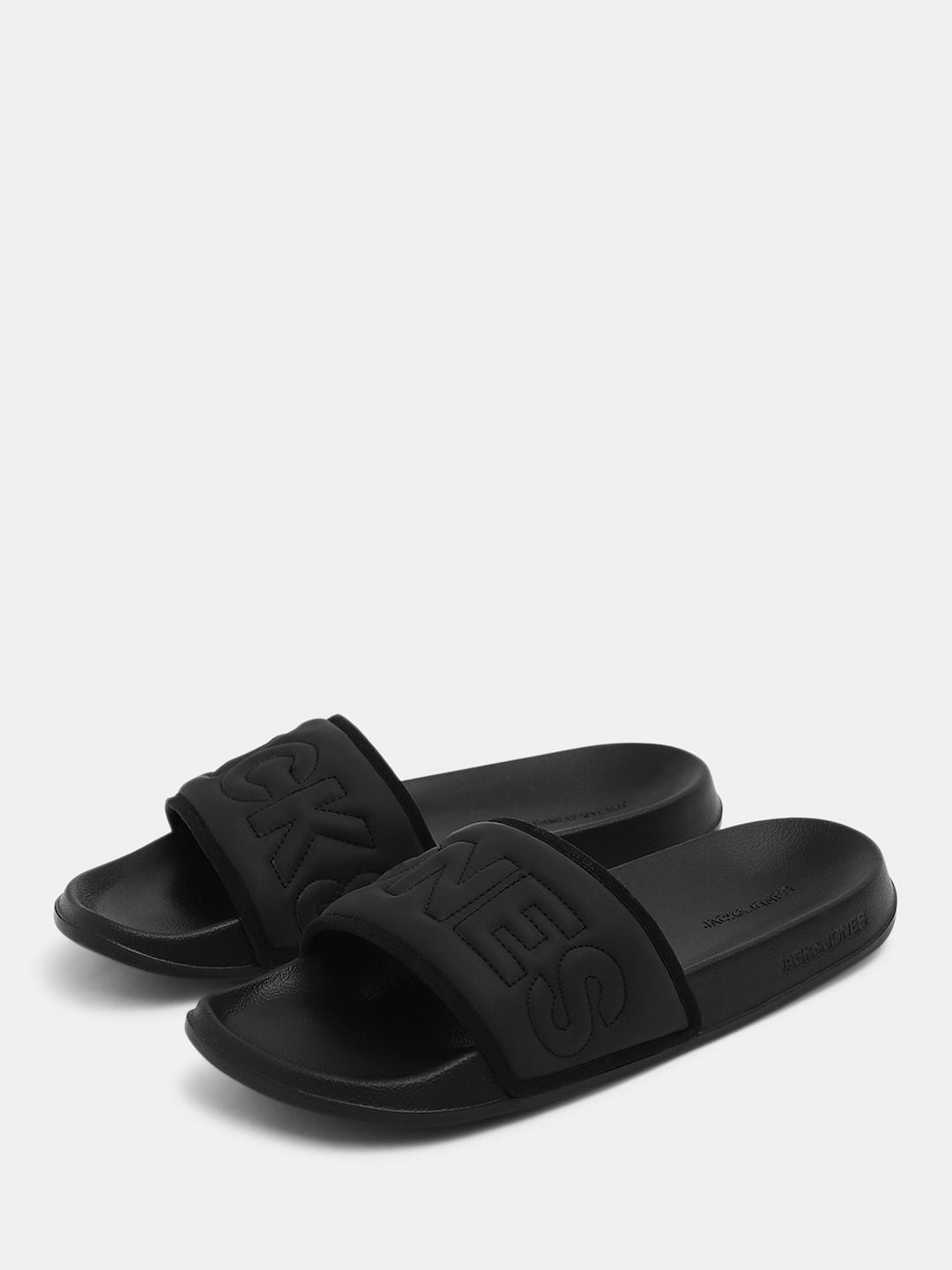 Black Quilted Logo Pool Sliders