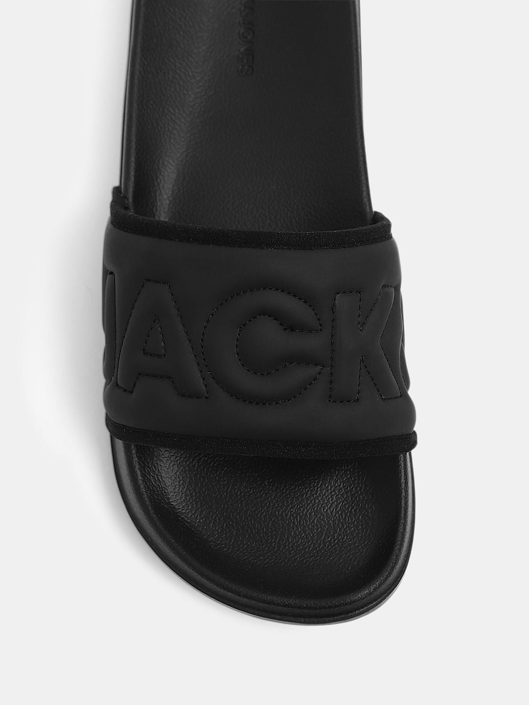 Black Quilted Logo Pool Sliders