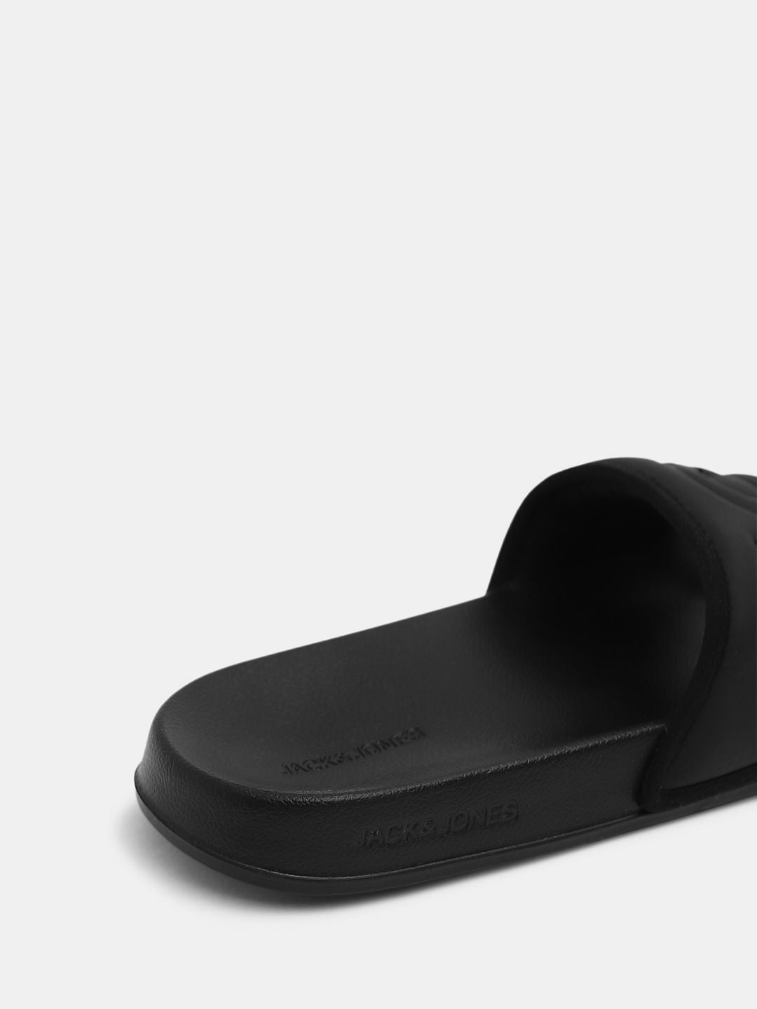 Black Quilted Logo Pool Sliders