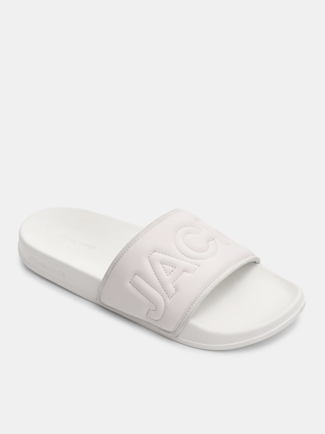 White Quilted Logo Pool Sliders