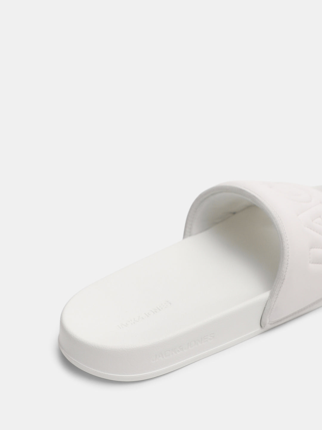 White Quilted Logo Pool Sliders
