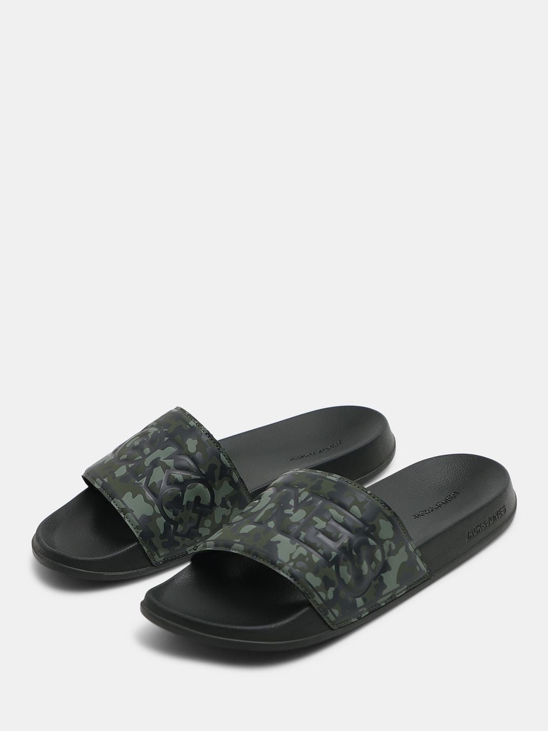 Green Camo Print Pool Sliders