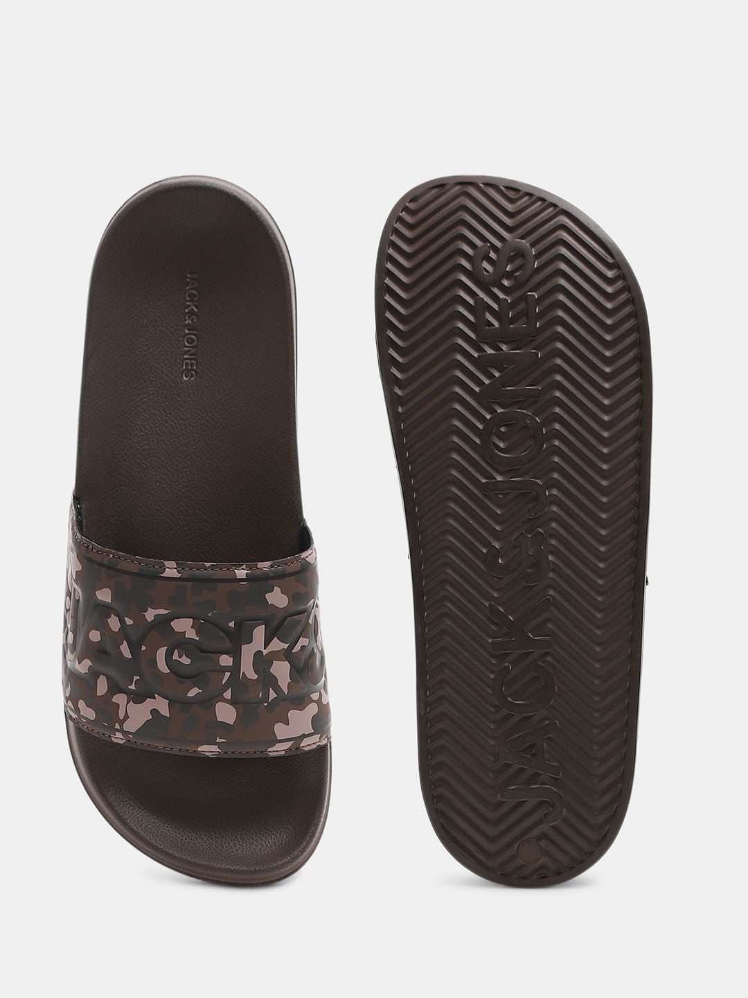 Brown Camo Print Pool Sliders