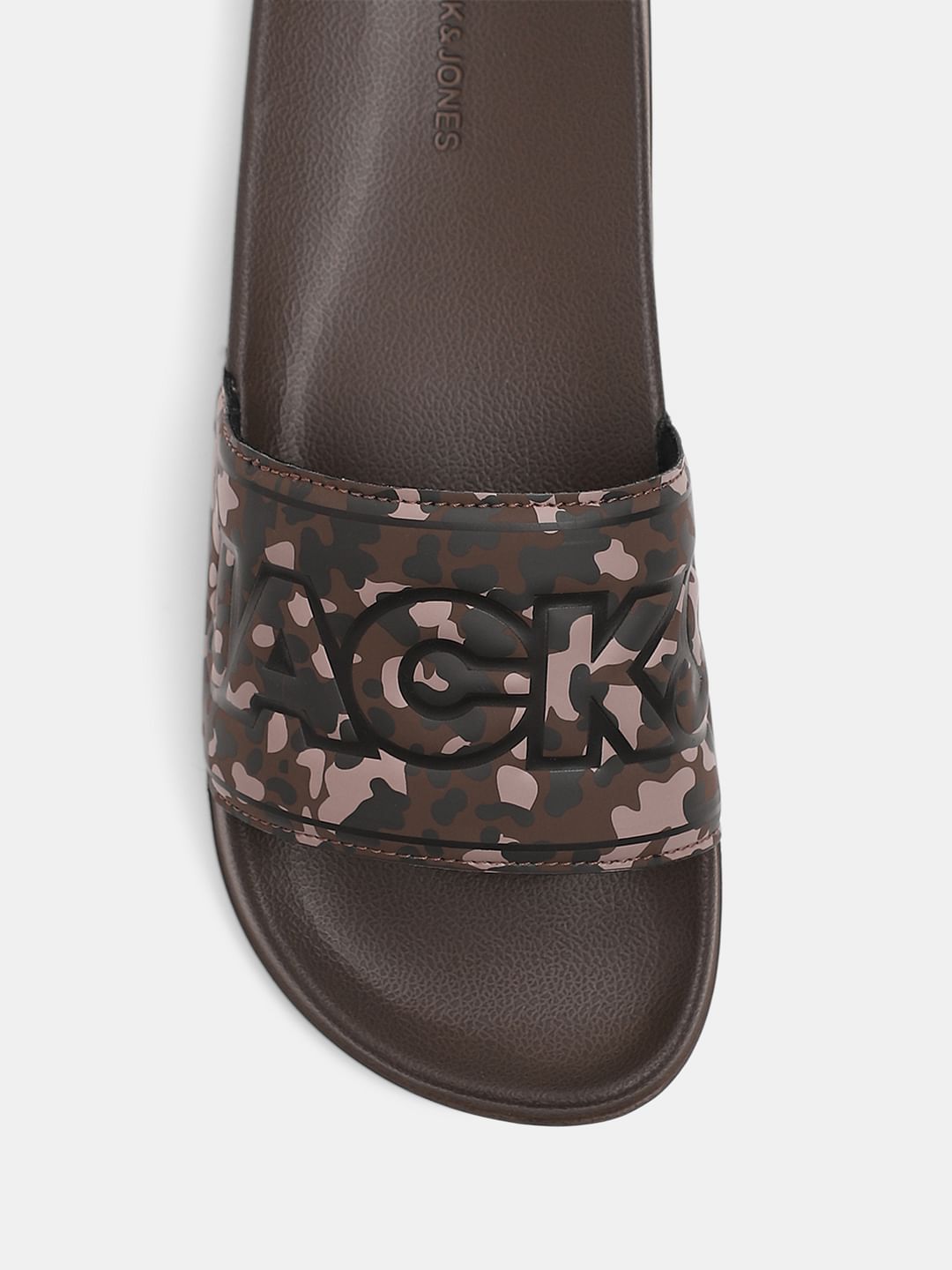 Brown Camo Print Pool Sliders
