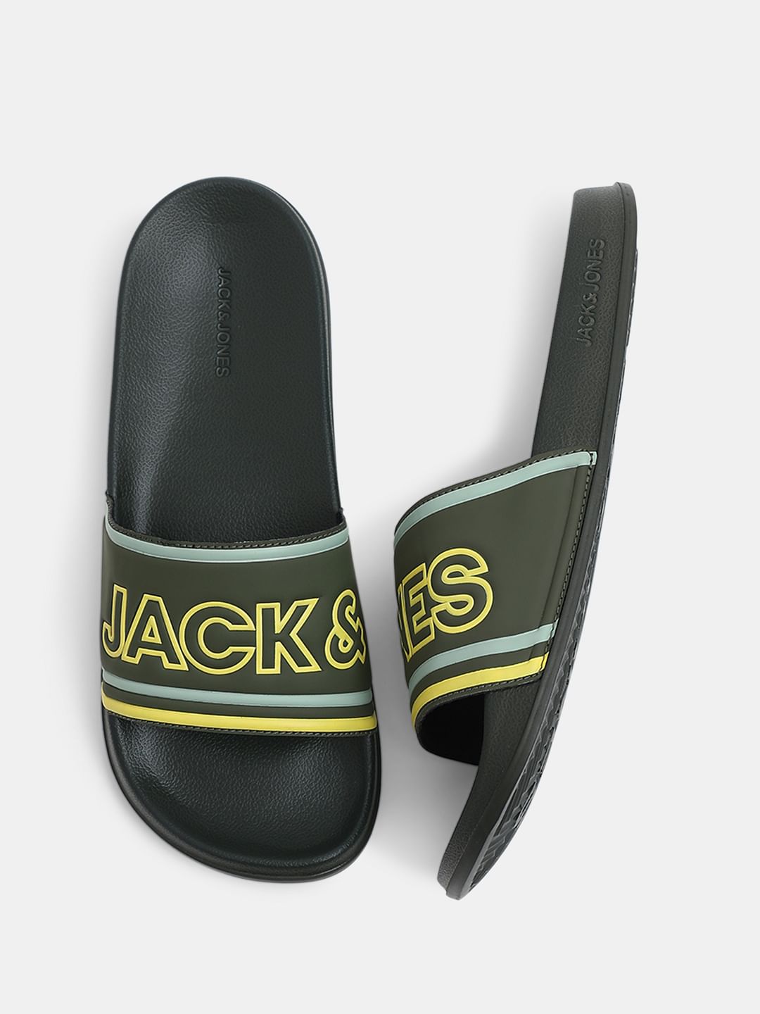 Olive Contrast Logo Pool Sliders