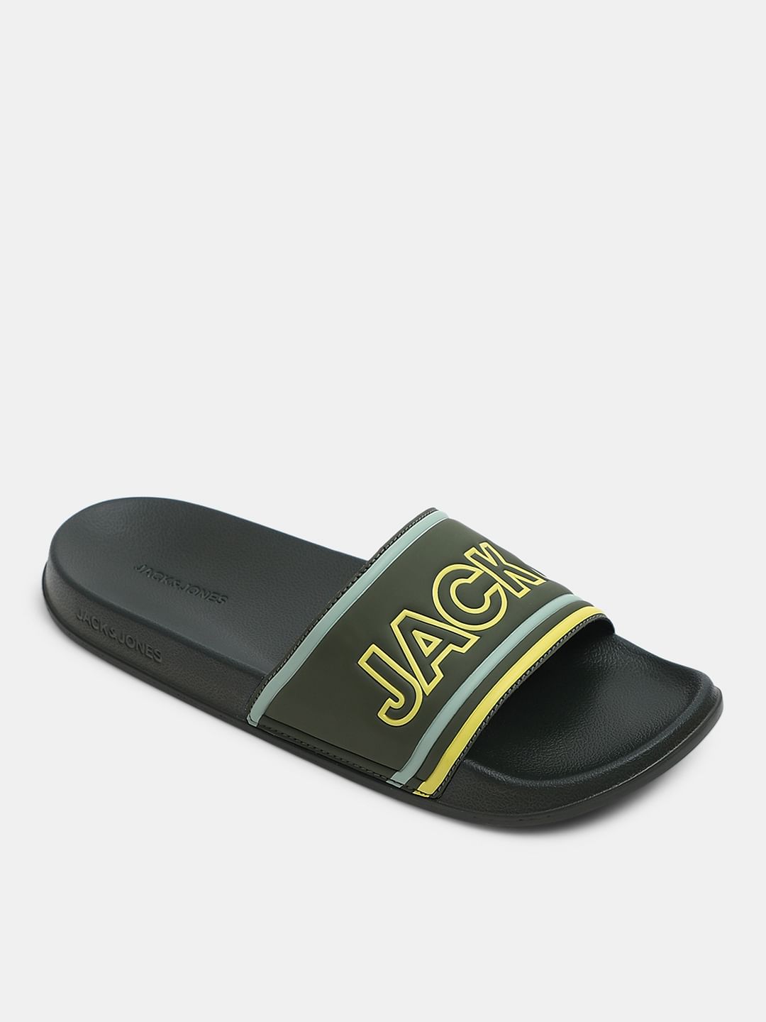 Olive Contrast Logo Pool Sliders