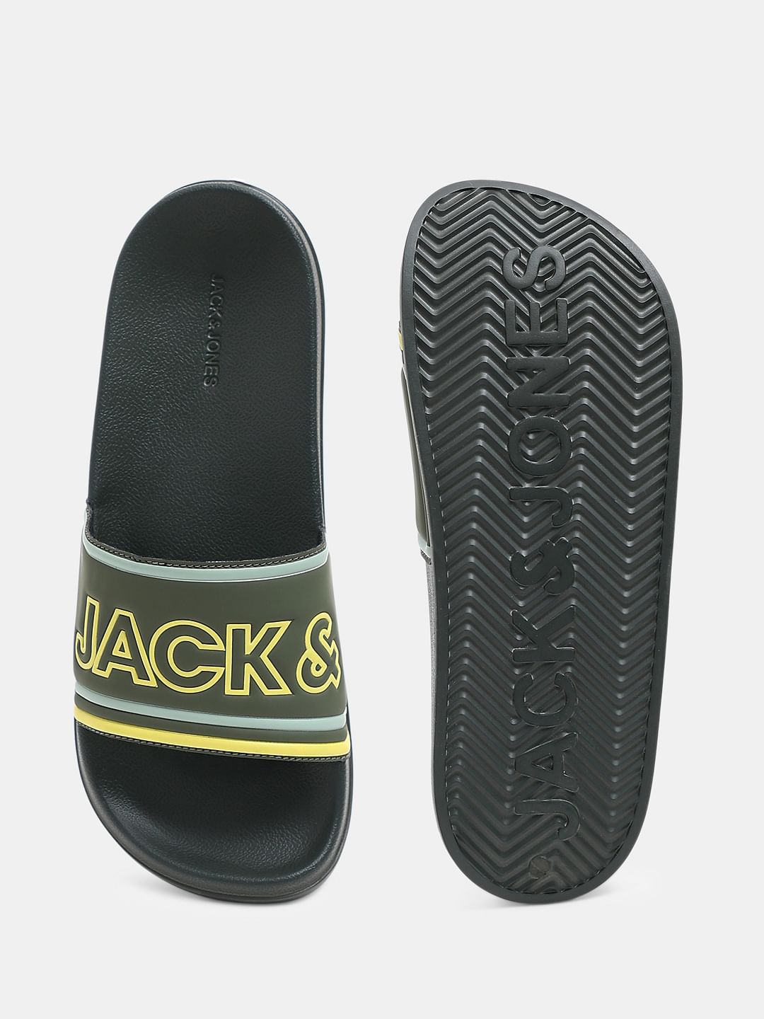 Olive Contrast Logo Pool Sliders