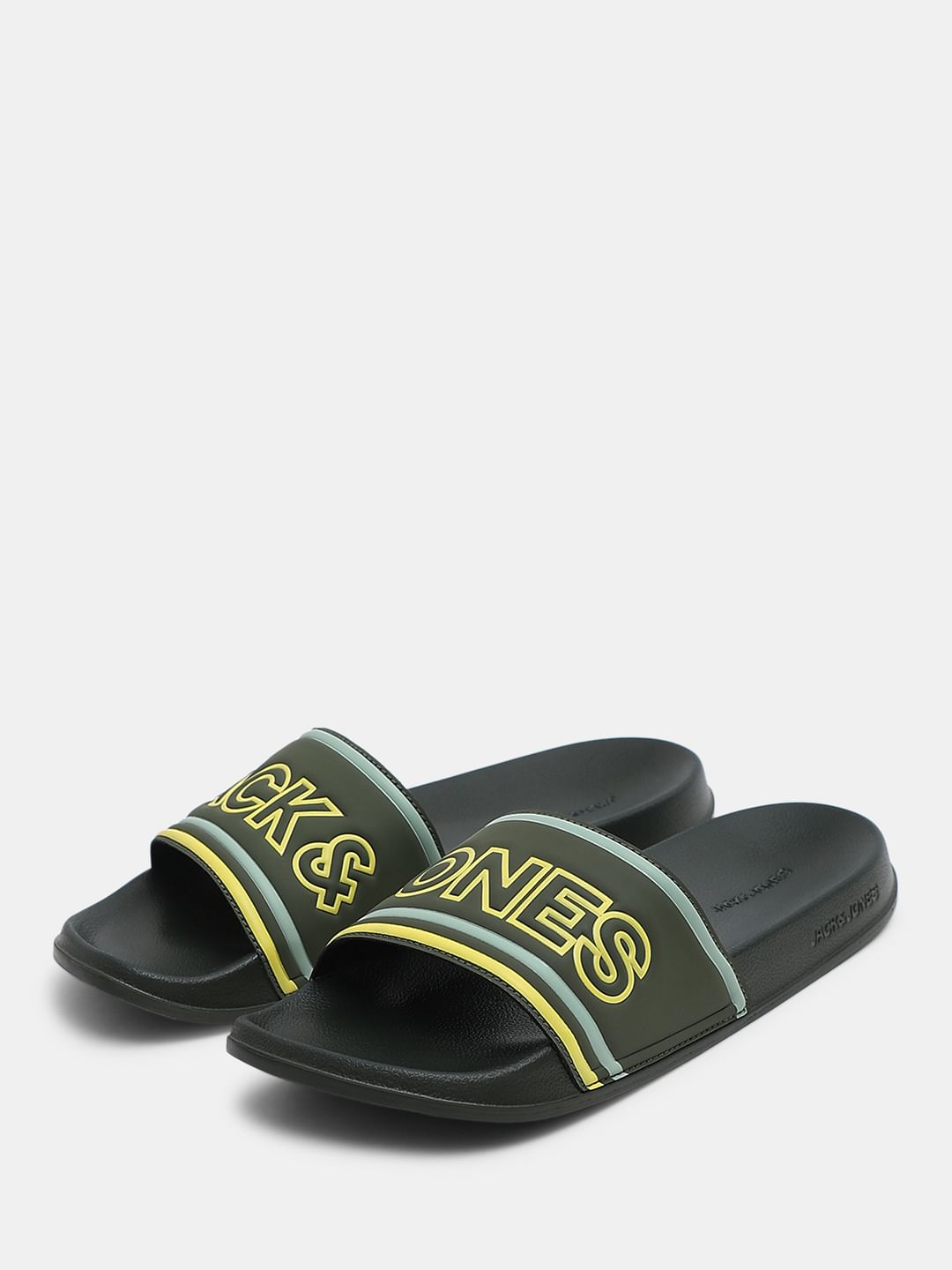 Olive Contrast Logo Pool Sliders