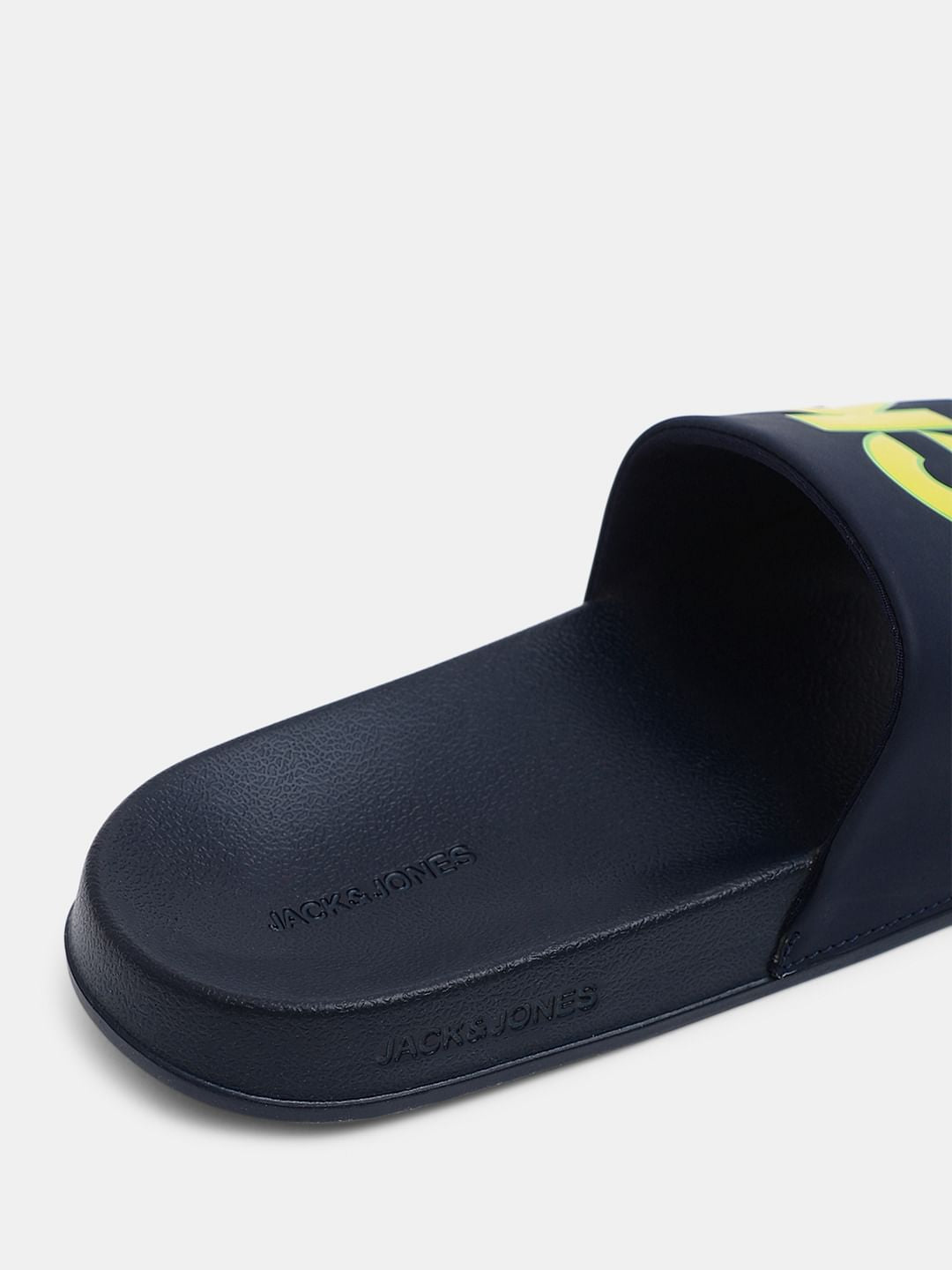 Navy Blue Contrast Logo PU Pool Sliders
