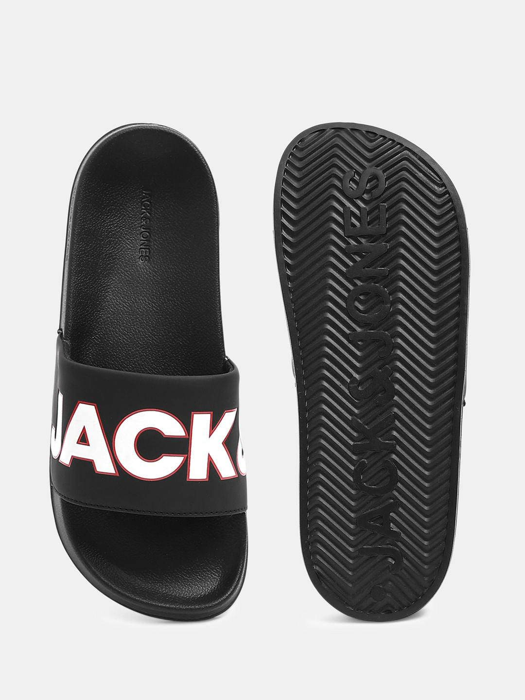 Black Contrast Logo PU Pool Sliders