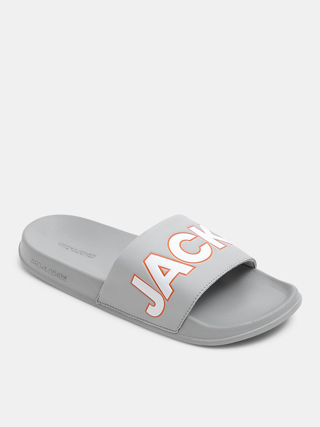 Grey Contrast Logo PU Pool Sliders