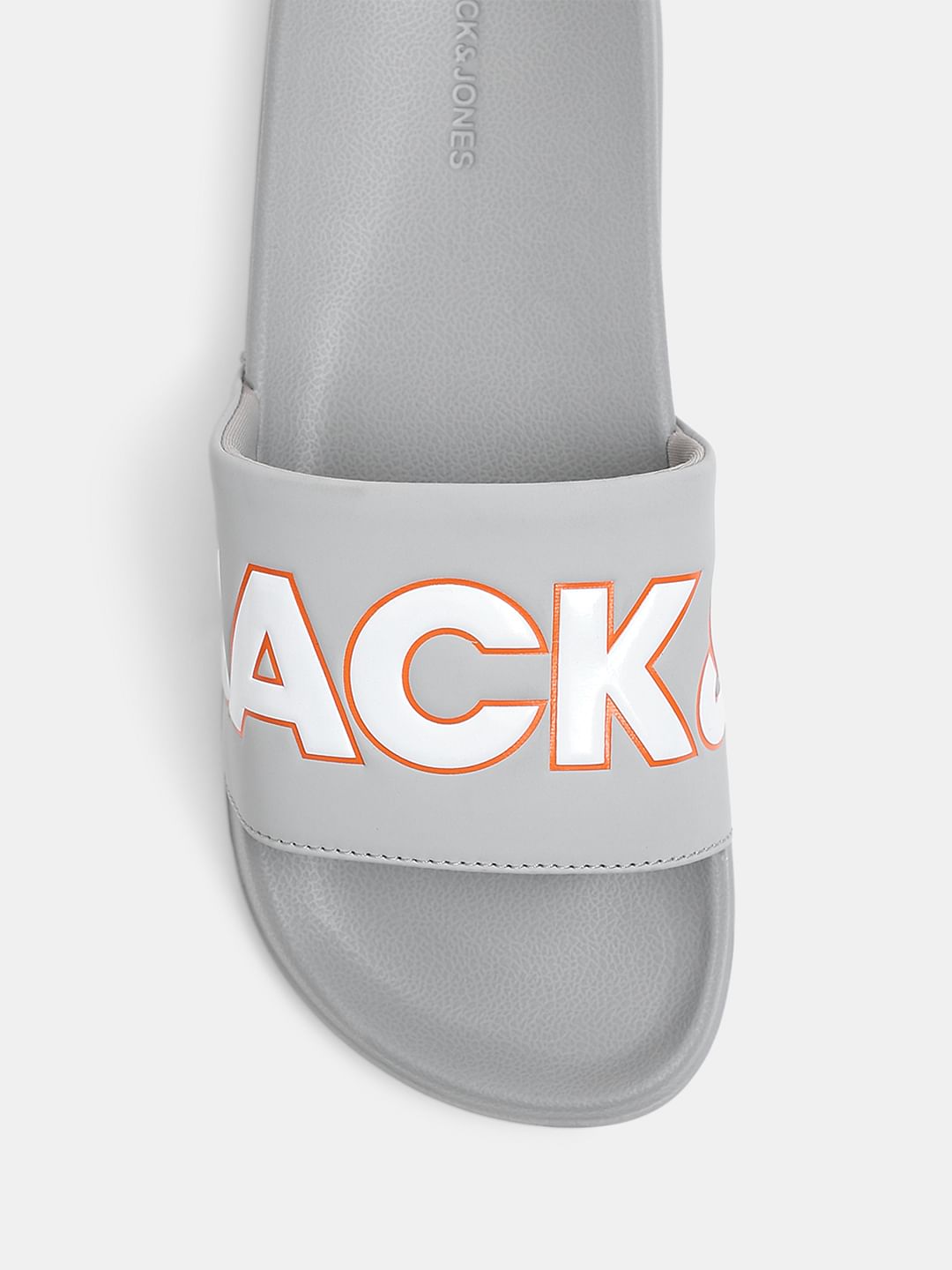 Grey Contrast Logo PU Pool Sliders