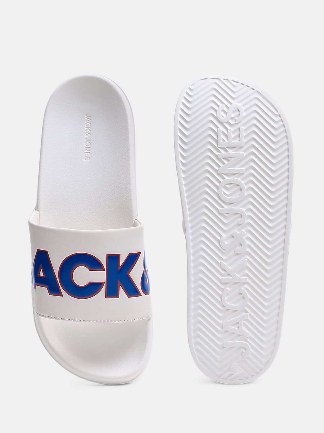 White Contrast Logo PU Pool Sliders