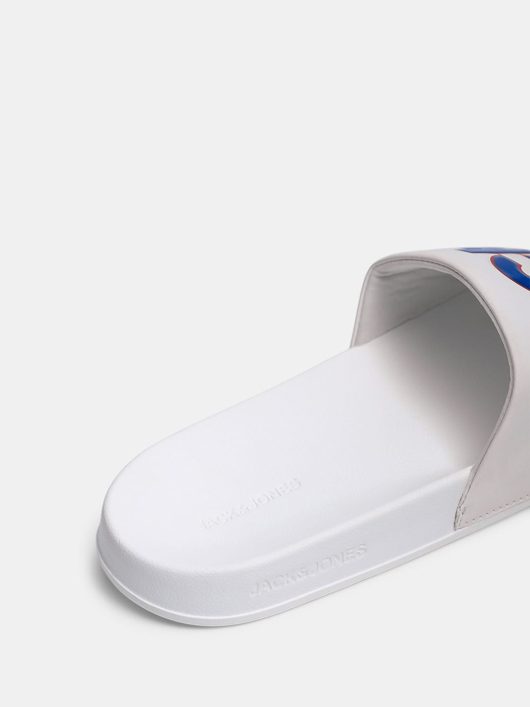 White Contrast Logo PU Pool Sliders