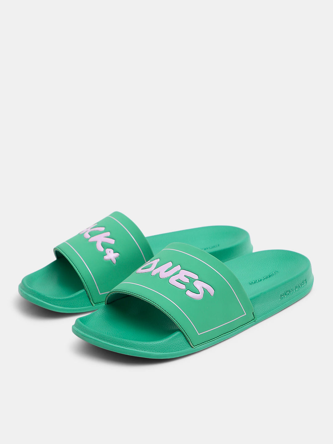 Green Shiny Logo Pool Sliders