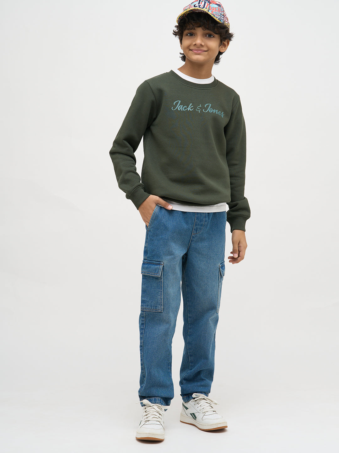 Boys Blue Washed Cargo Jeans