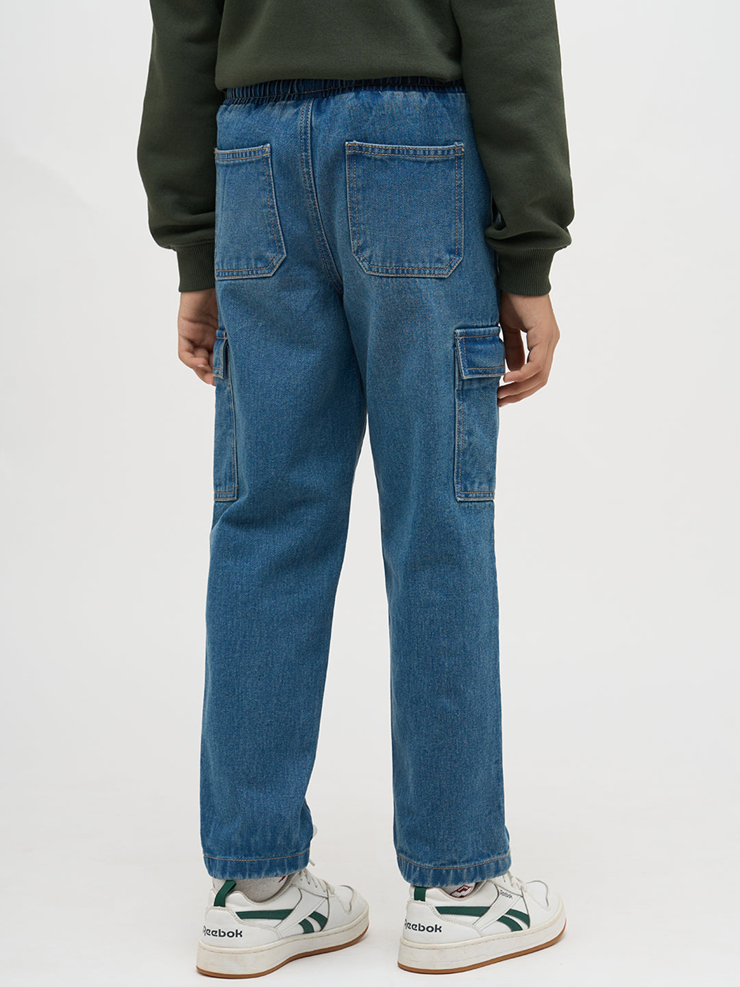 Boys Blue Washed Cargo Jeans
