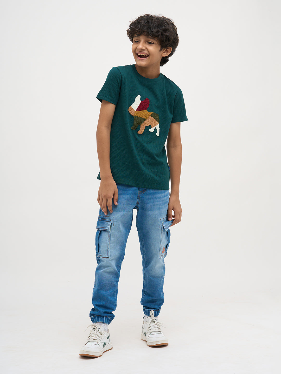 Blue Cotton Faded Jogger Jeans