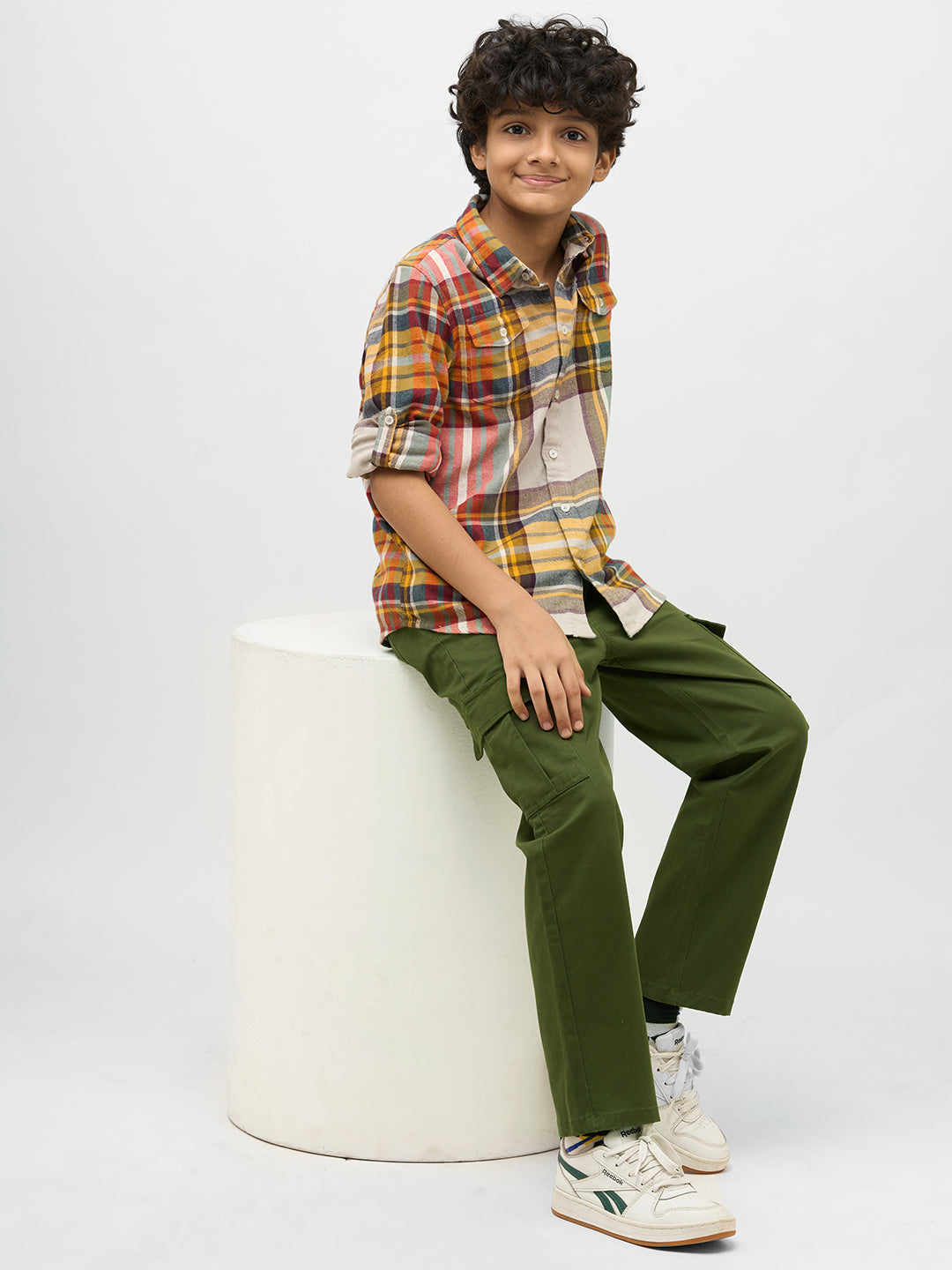 Boys Dark Green Cotton Pants