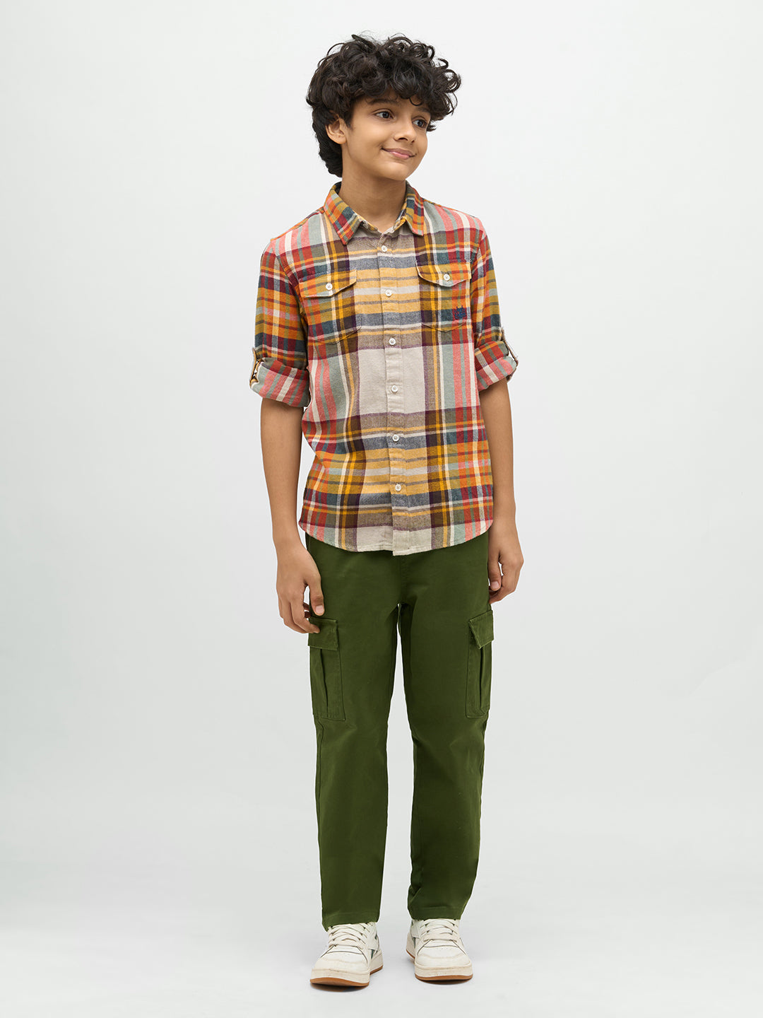 Boys Dark Green Cotton Pants