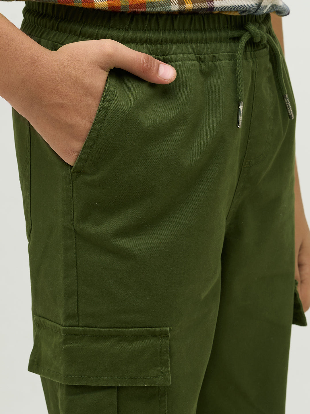 Boys Dark Green Cotton Pants