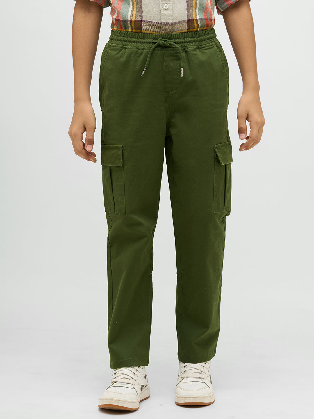 Boys Dark Green Cotton Pants