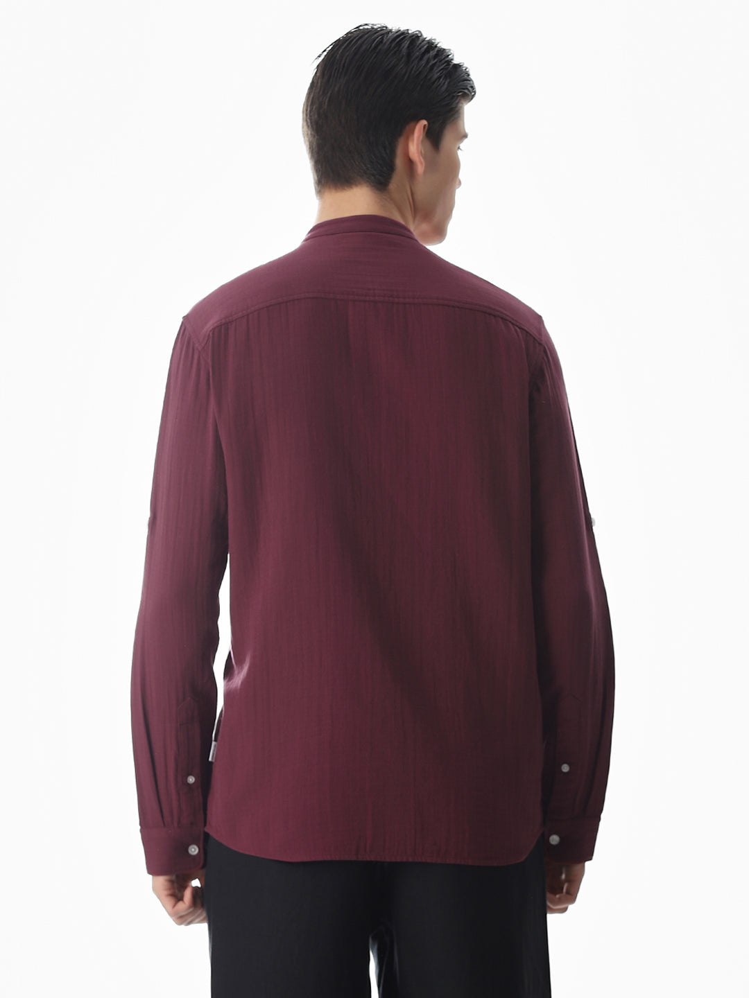 Double Cloth Cotton Shirt - Maroon