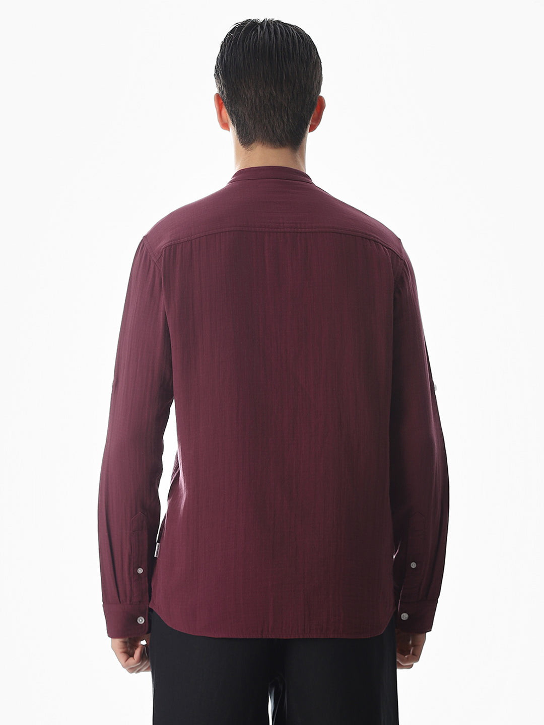 Double Cloth Cotton Shirt - Maroon