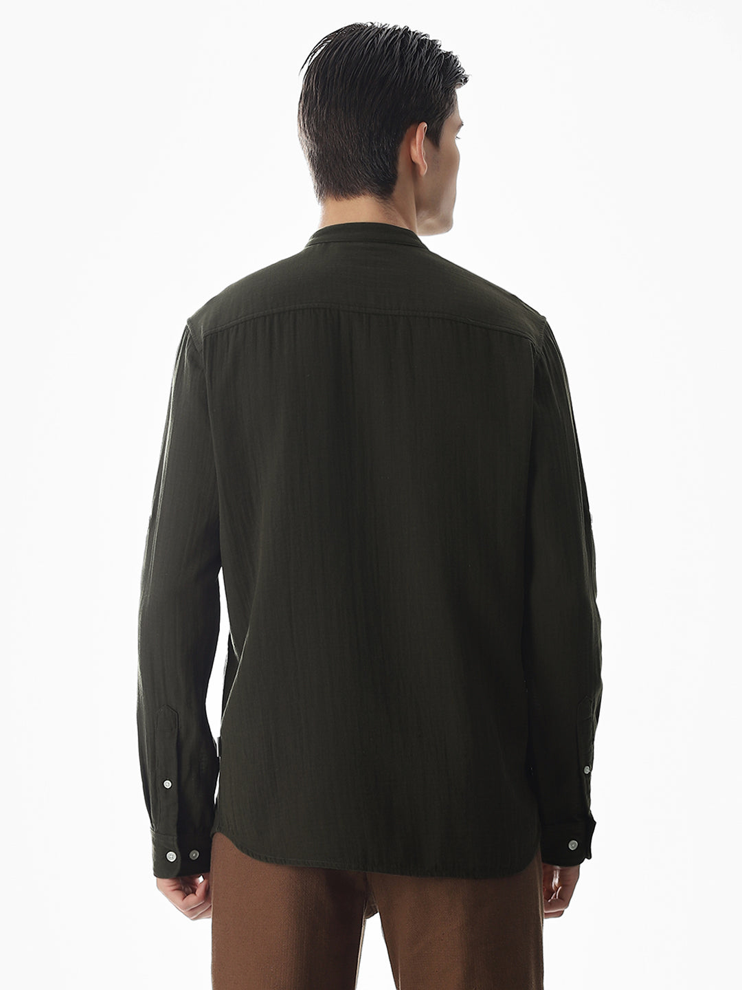 Double Cloth Cotton Shirt - Olive