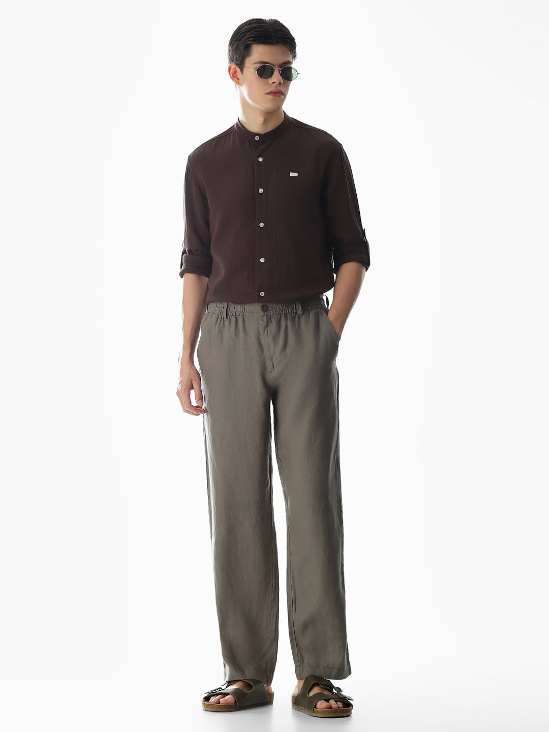 Double Cloth Cotton Shirt - Dark Brown