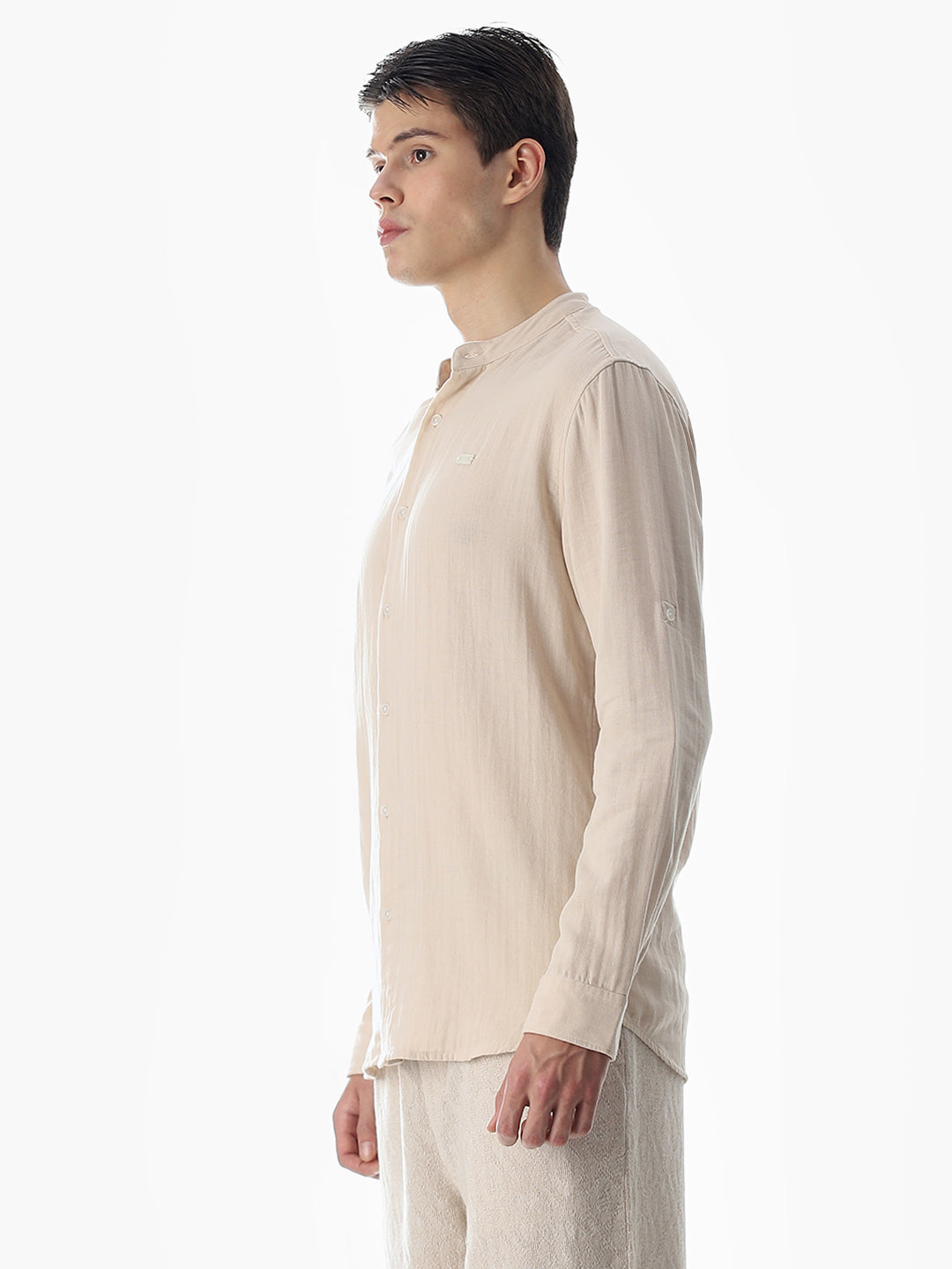 Double Cloth Cotton Shirt - Light Brown