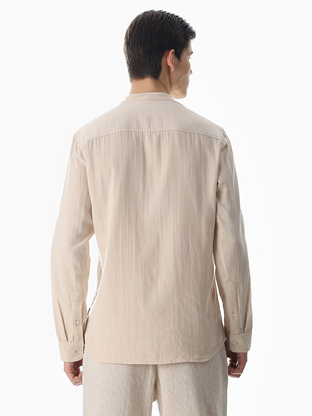 Double Cloth Cotton Shirt - Light Brown