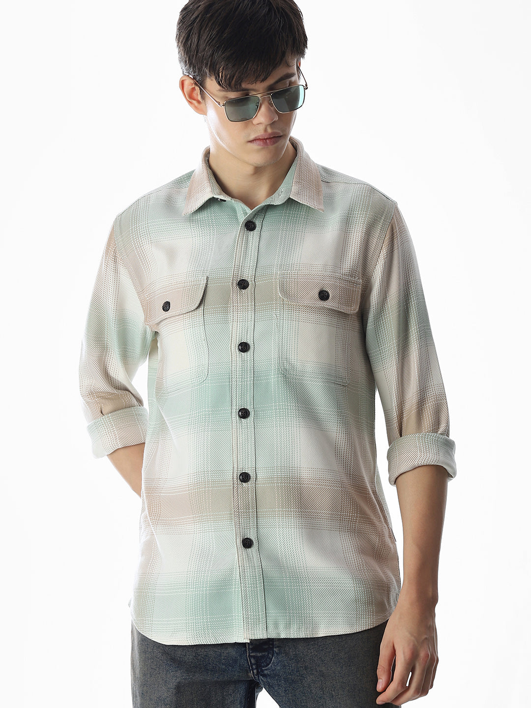 Iceberg Green Check Shirt - S