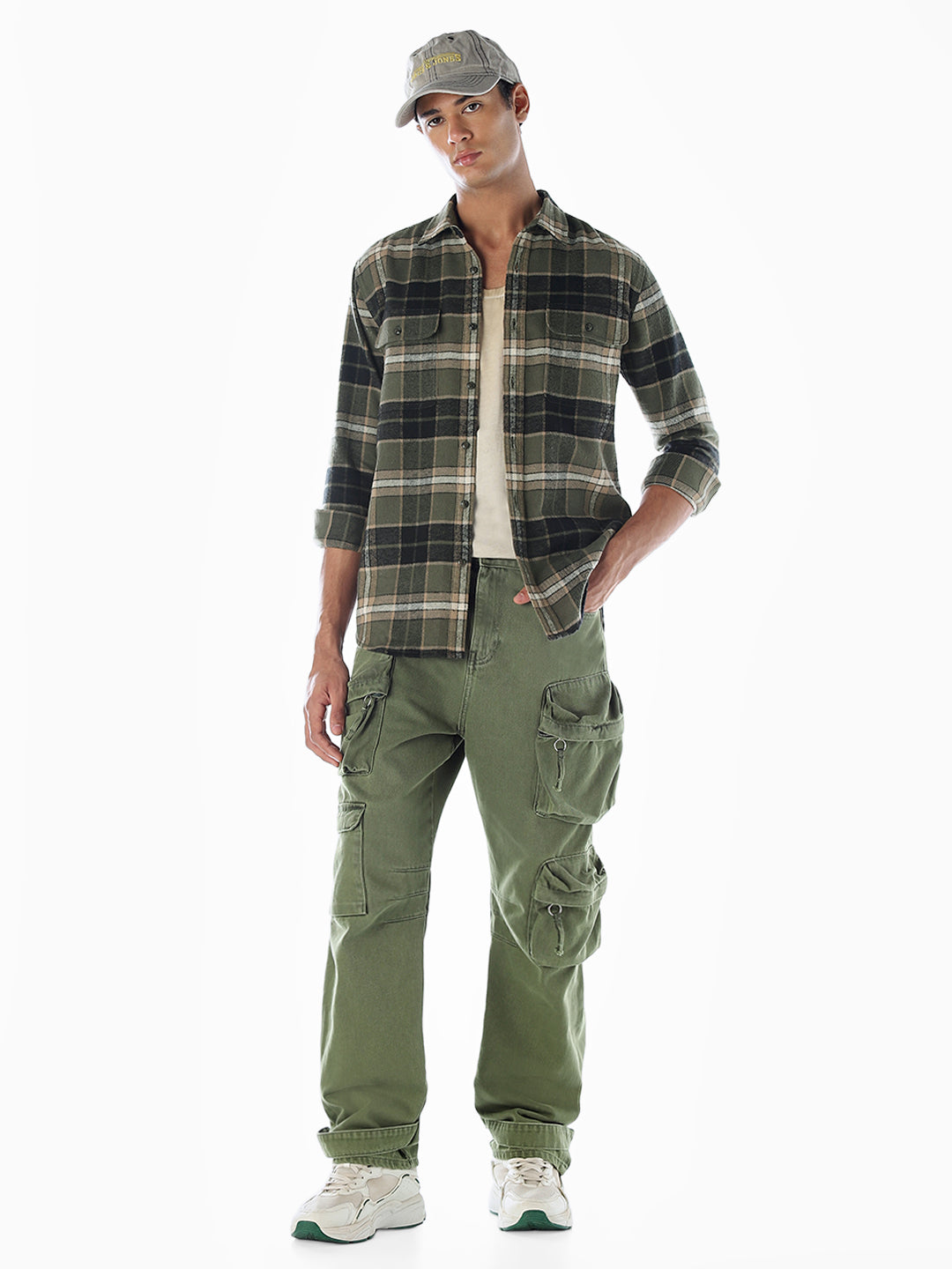Olive Green Flap Pockets Shirt