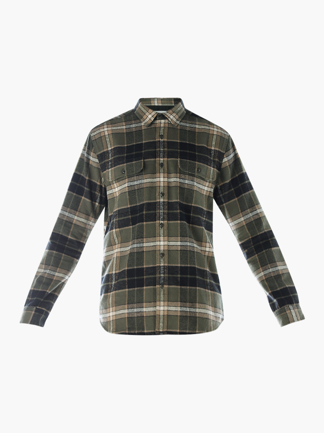 Olive Green Flap Pockets Shirt
