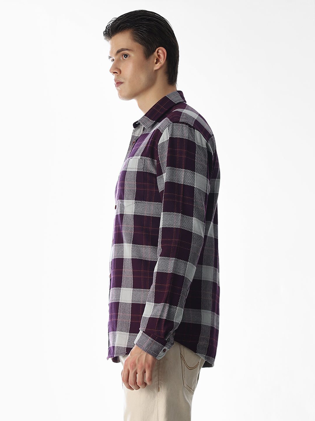 Purple Check Cotton Shirt