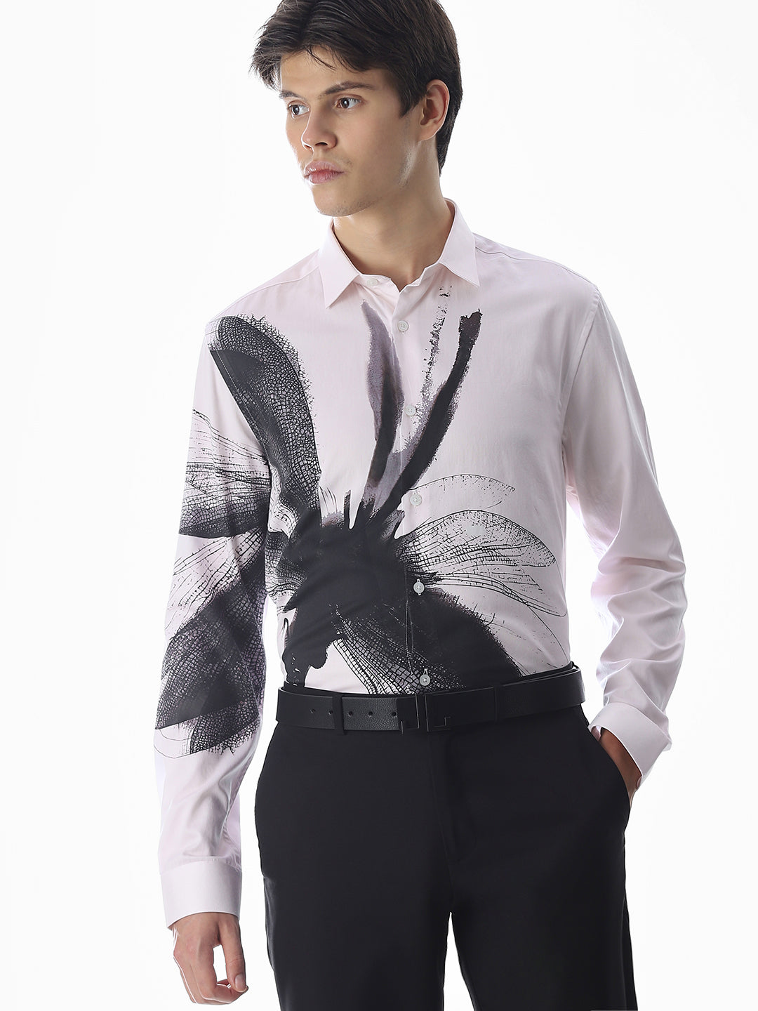 Printed Slim Fit Shirt - White