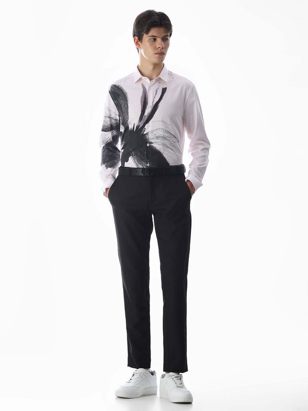 Printed Slim Fit Shirt - White