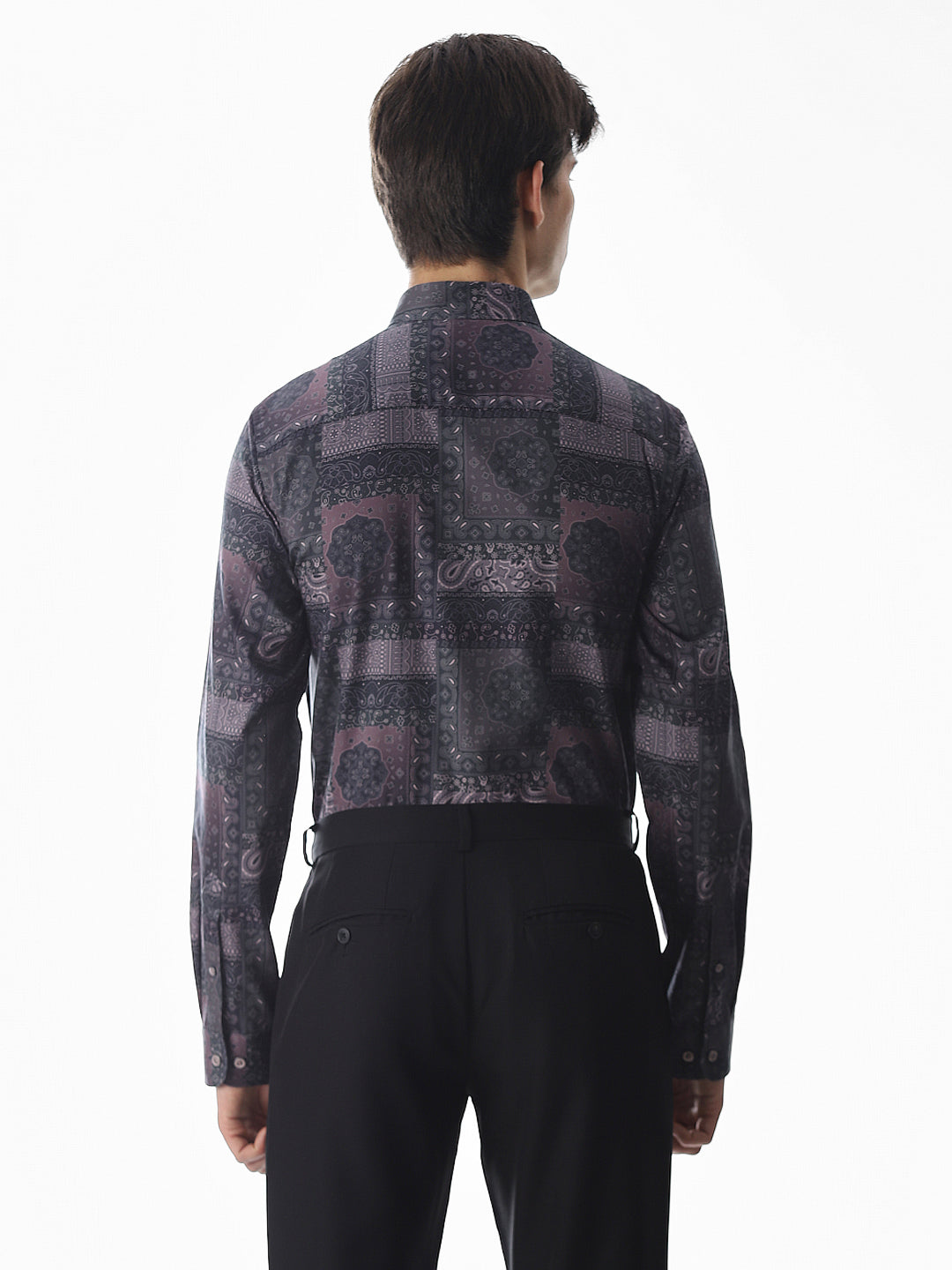 Printed Purple Slim Fit Shirt