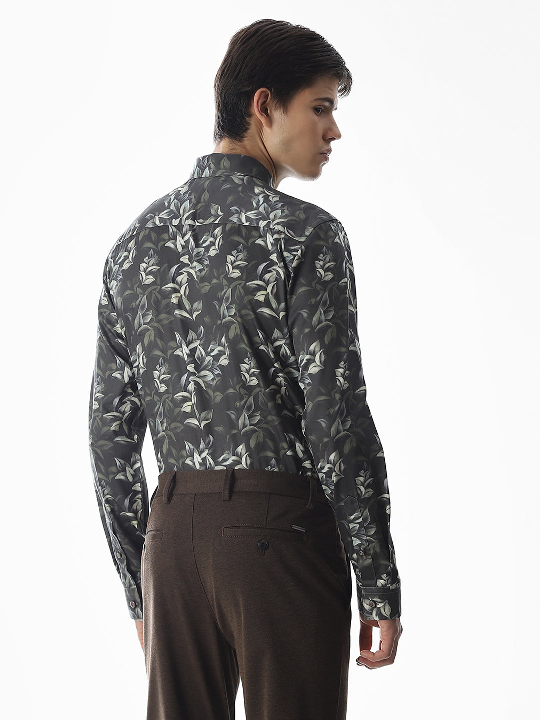 Printed Dark Green Slim Fit Shirt